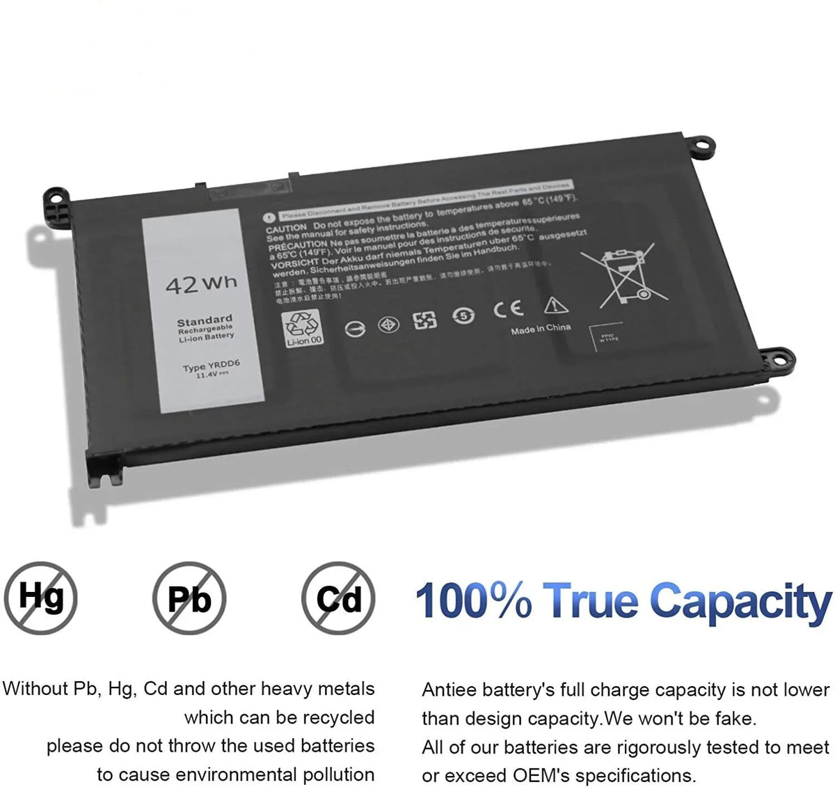 New YRDD6 Battery For  Inspiron 3582 3593 3793 5493 5585 5593 5480 5590 5594