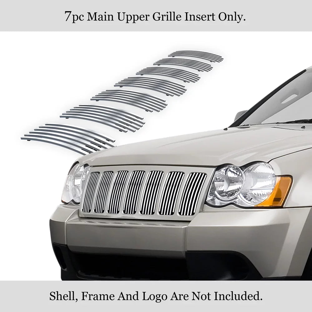 APS Premium Stainless Steel Chrome 8x6 Billet Grille appropriate with Jeep Grand Cherokee 2006-2008 Overland SRT8 Main Upper N19-S04566J