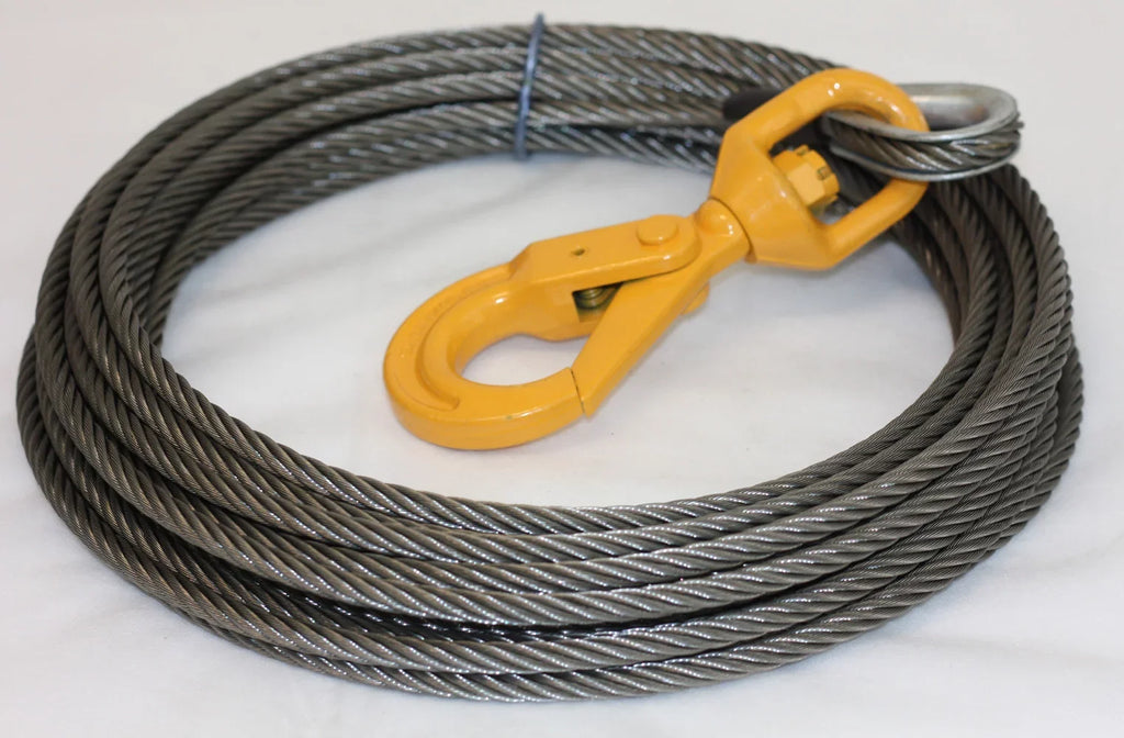 Mytee Products 3/8" x 75' Winch Cable Steel Core Rope Wrecker Tow Truck Rollback Self Locking, 15,087 lbs Ultimate Breaking Strength