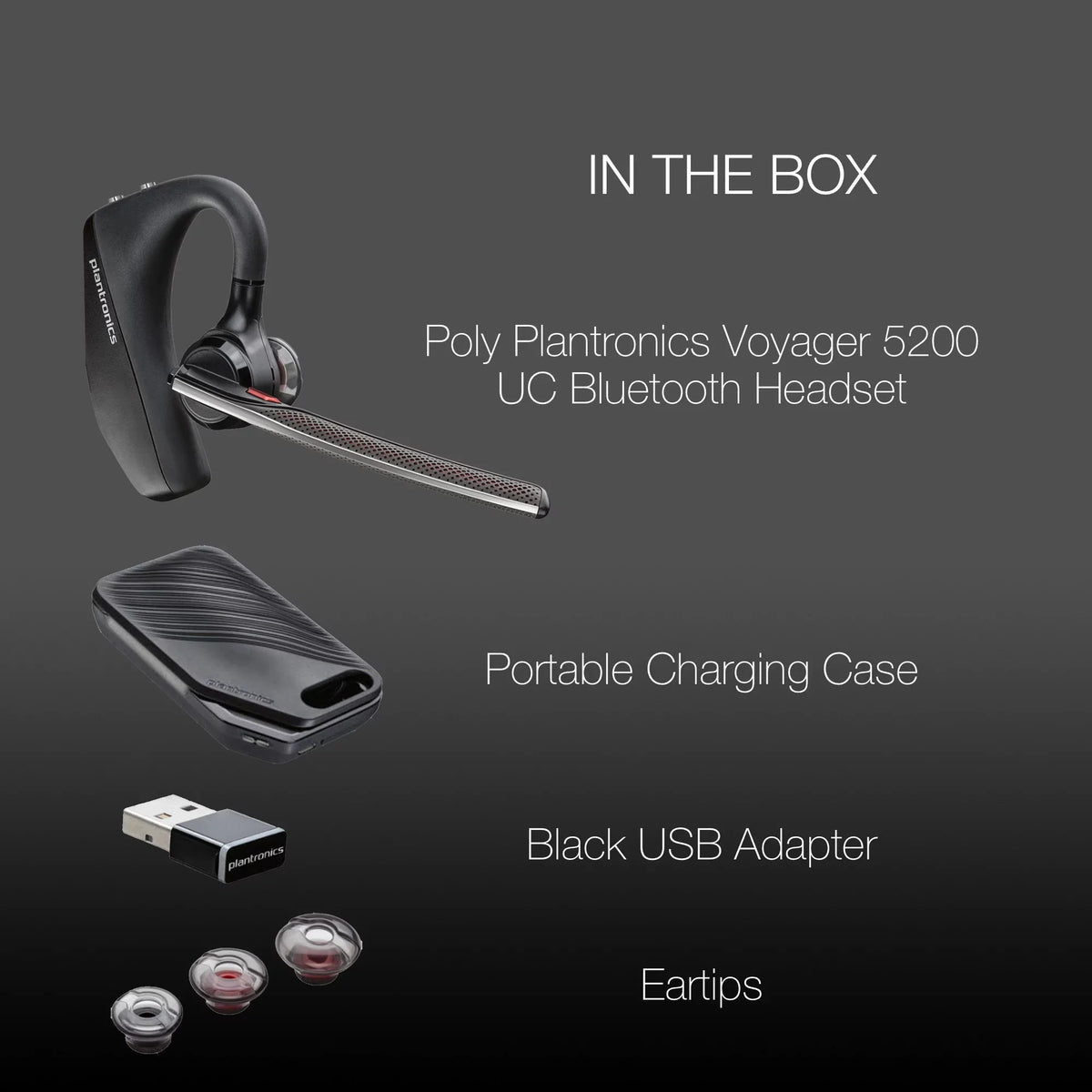 Plantronics Voyager 5200-UC Bluetooth Headset - 206110-01 - matching with Smartphones, PC, MaC, Softphones, Tablets