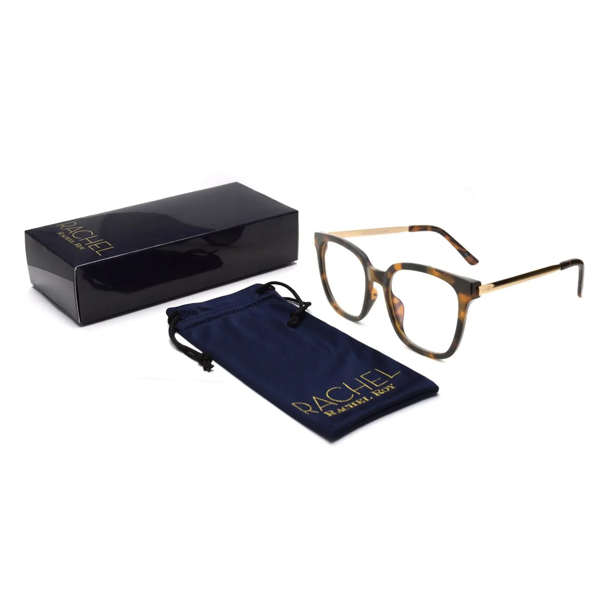 Rachel Rachel Roy Square Blue Light Blocking Glasses, Tortoise shell Frames