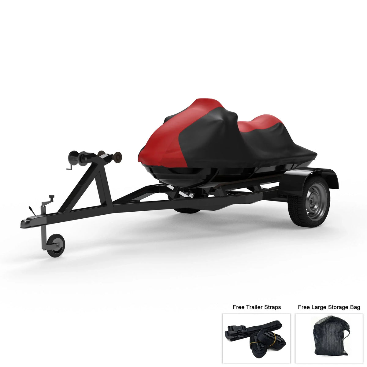 Weatherproof Jet Ski shield For YAMAHA Wave Runner FX 2006-2011 - RED / Black Color - All atmospheric conditions - Trailerable - Protects from Rain, Sun, UV Rays, And More! Includes Trailer Straps And Storage Bag