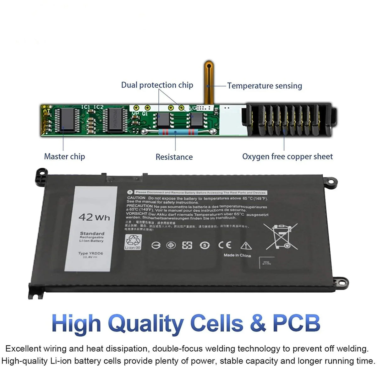 New YRDD6 Battery For  Inspiron 3582 3593 3793 5493 5585 5593 5480 5590 5594