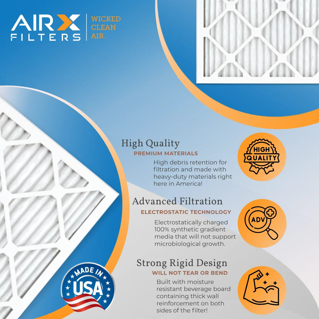 16x25x1 Air Filter MERV 11 Comparable to MPR 1000, MPR 1200 & FPR 7 Electrostatic Pleated Air Conditioner Filter 4 Pack HVAC Premium USA Made 16x25x1 Furnace Filters by AIRX FILTERS WICKED CLEAN AIR.