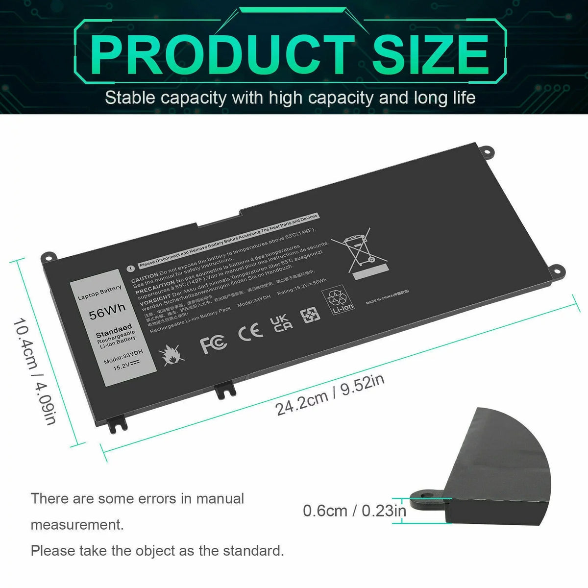 33YDH PVHT1 Laptop Battery for  (G3 G5 G7) 15 3579 5587 7588/17 3779