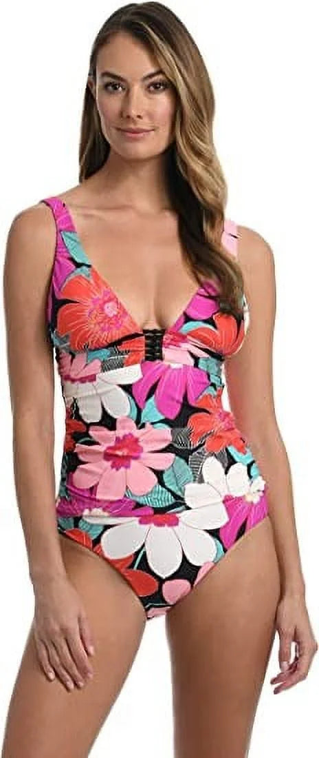 La Blanca Women's Knot Trim Tankini Top Swimsuit Pink Size 4