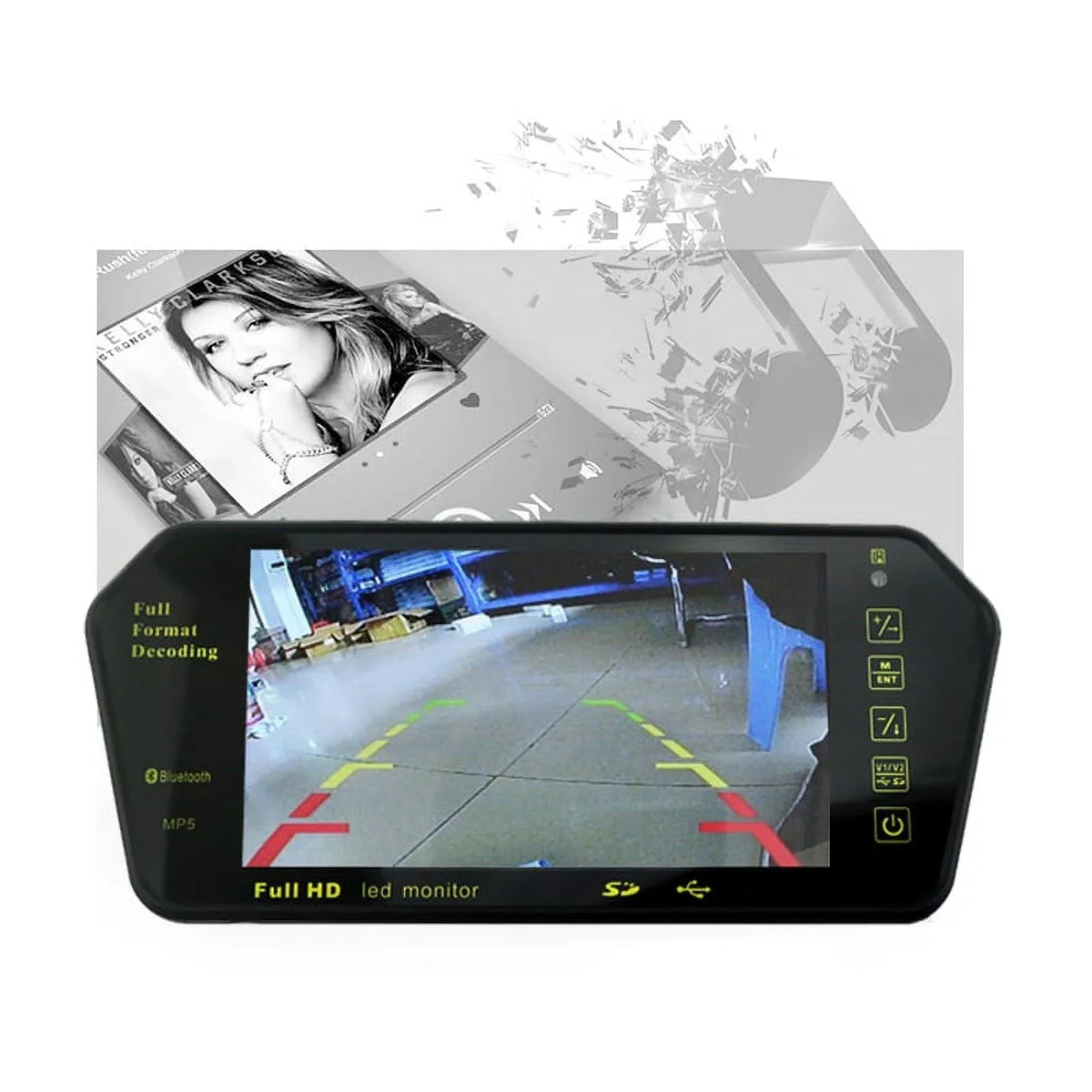 7 Inch TFT LCD Display 800*480 Parking System Rear View Camera MP5 USB/SD/FM Car Mirror Monitor Transimitter Night Vision 12-24V