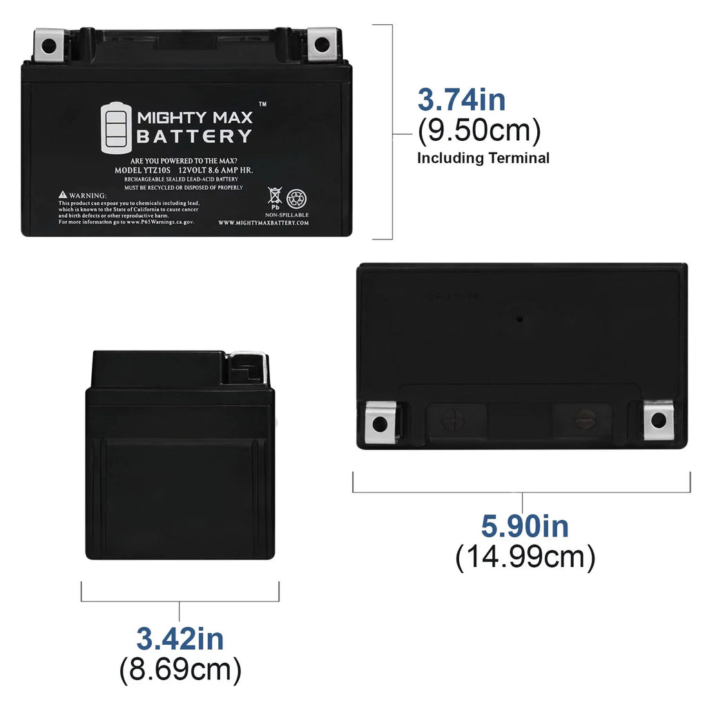 YTZ10S 12V 8.6AH Replacement Battery suitable with Suzuki 1000 GSX-R1000 00-17 - 3 Pack