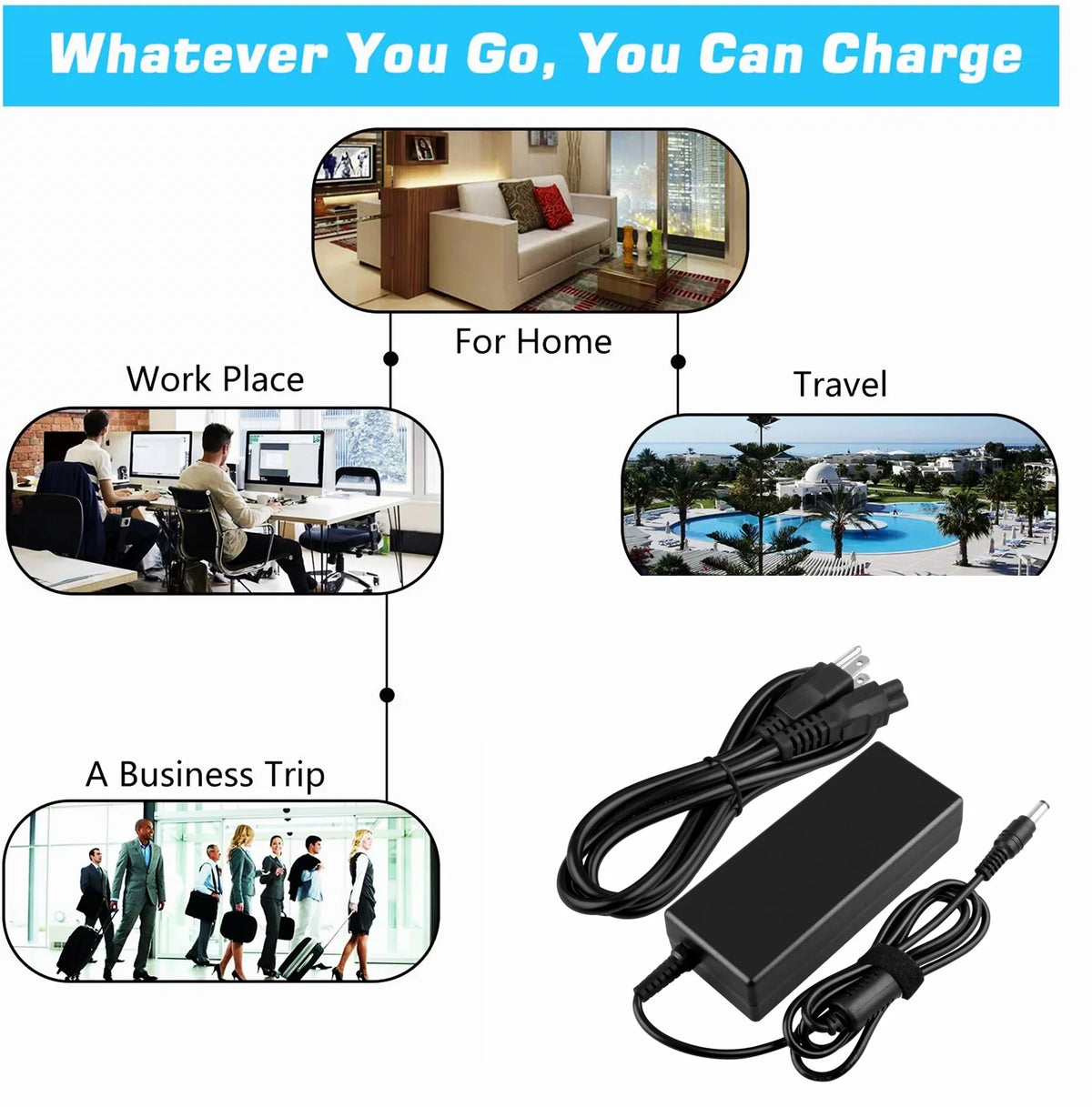 KONKIN BOO suitable 90W Ac Adapter Charger Replacement for  Compaq Presario Cq50 Cq57 Cq58 G40 G41 G42 G42t