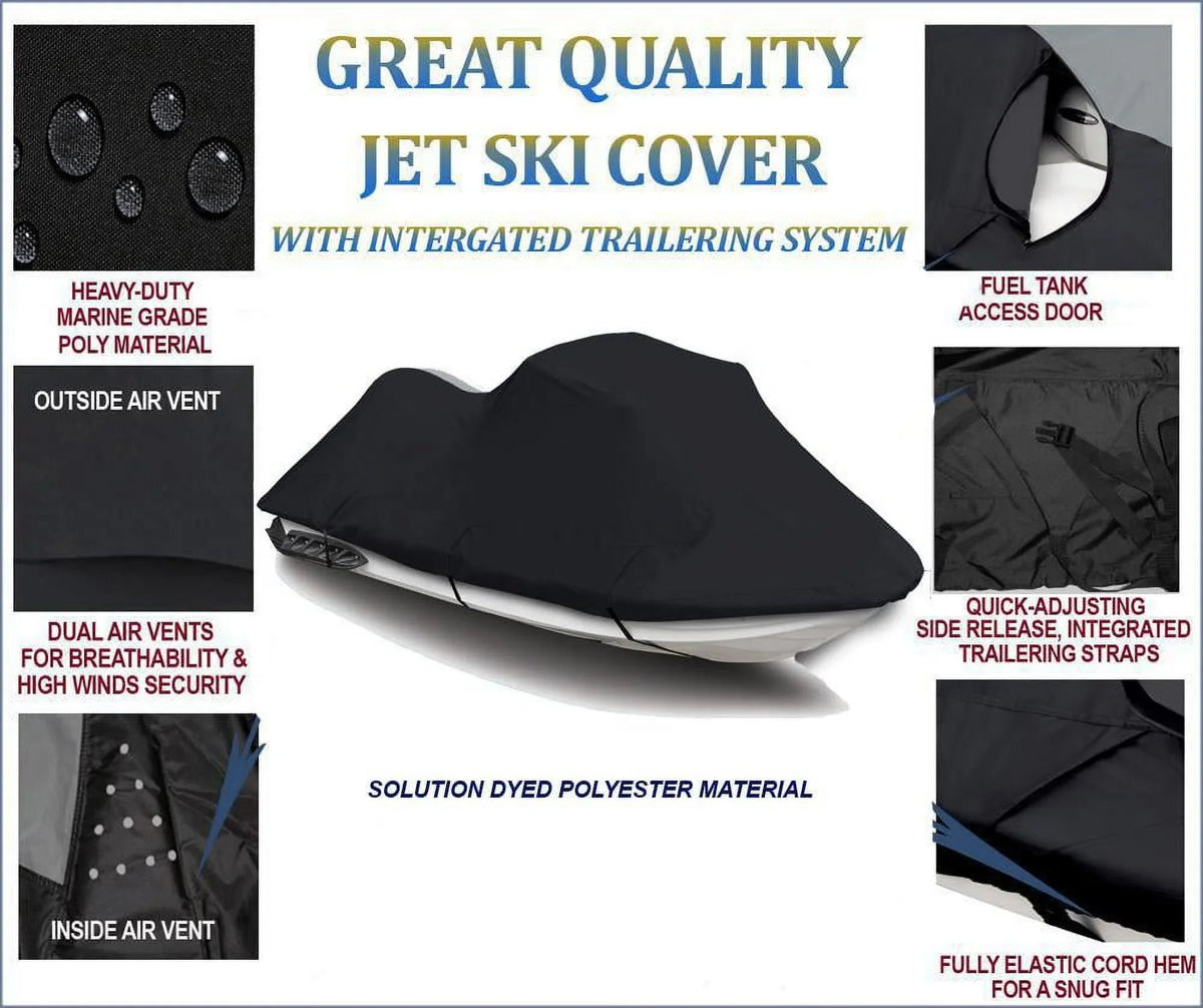 BLACK PWC 600D JET SKI protector appropriate for Polaris SL 780 1996 1997 1-2 Seater
